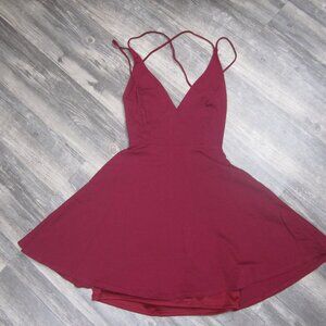 Burgundy Lulus Strappy Cocktail Party Dress